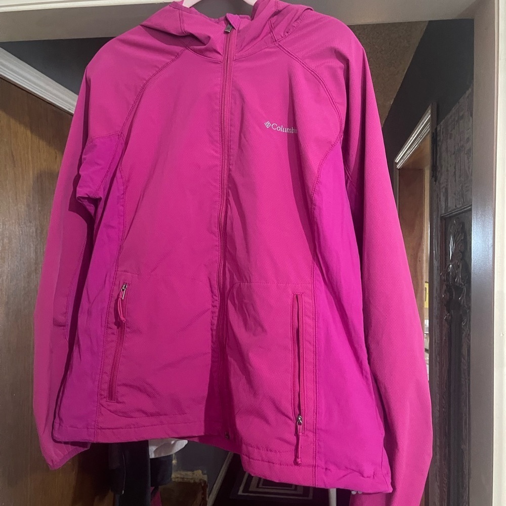 Columbia Pink Jacket XL HOODIE light iweight, great for spring weather, NEW - Picture 3 of 14